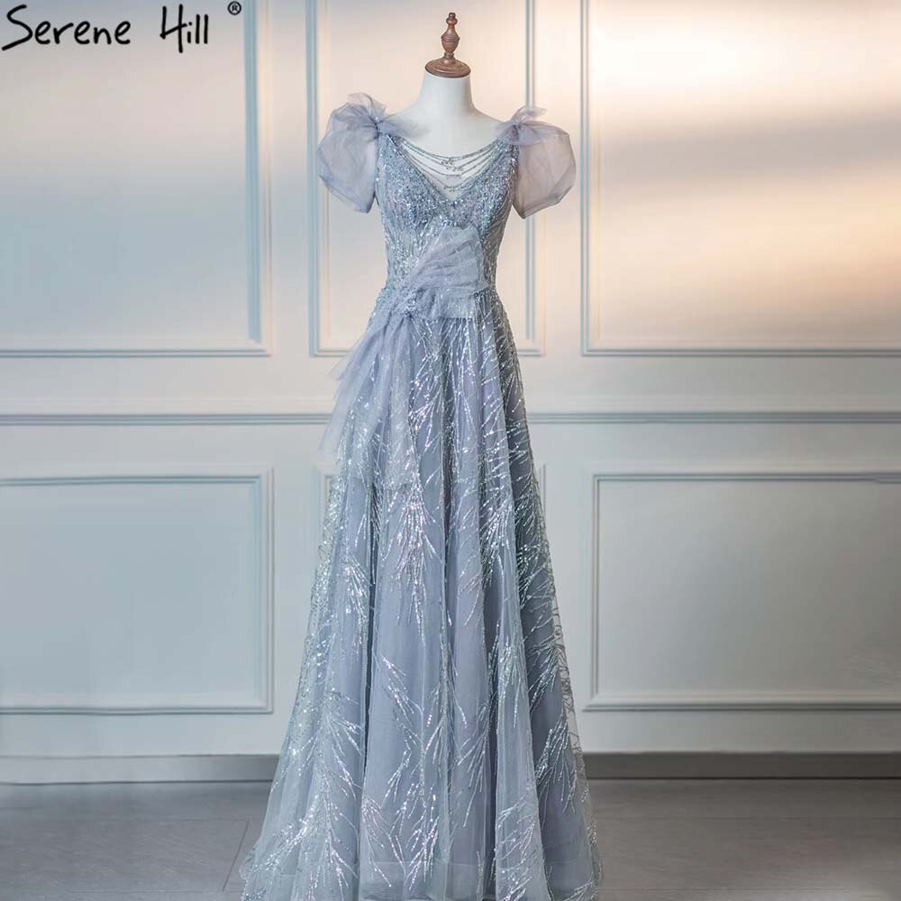 grey puffy dress Shiny V Neck Fluffy Gray Tulle Long Prom Dresses, V Neck Grey Formal Evening Dresses, Gray Ball Gown SP2542
