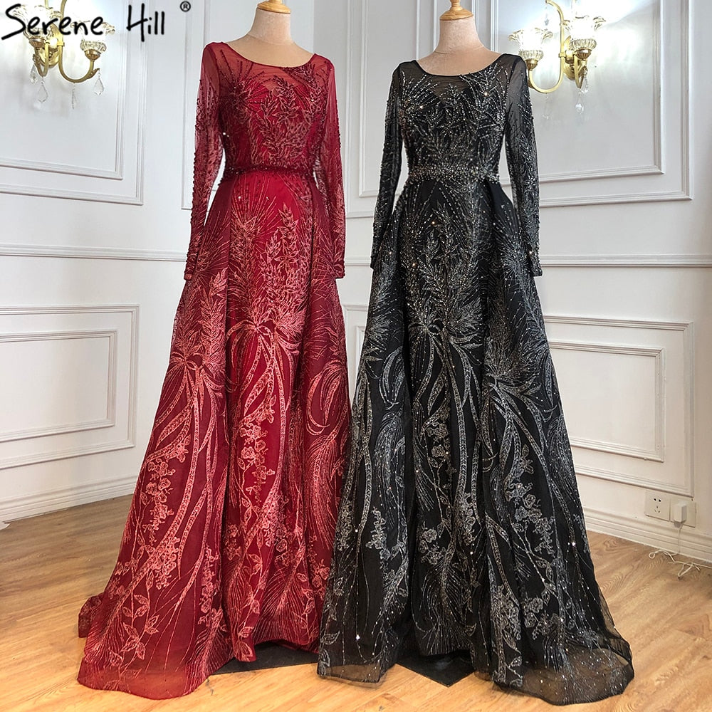 Modest Muslim Pink Long Sleeves Mermaid Evening Dress with Train LA70541 - SERENE HILL