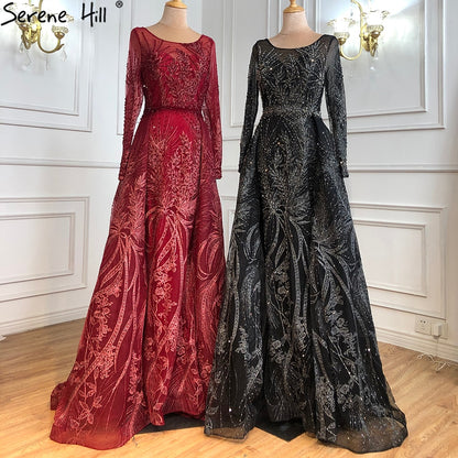 Modest Muslim Pink Long Sleeves Mermaid Evening Dress with Train LA70541 - SERENE HILL