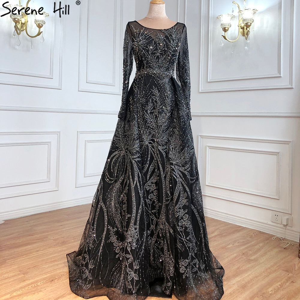 Modest Muslim Pink Long Sleeves Mermaid Evening Dress with Train LA70541 - SERENE HILL