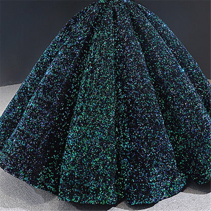 Indigo Blue Gold V-Neck Luxury Evening Dresses 2025 Sleeveless Sequined Sexy Ankle-Length Formal Gowns Serene Hill HA2154 - SERENE HILL