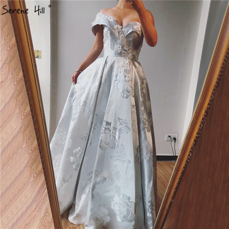 On Sale No Return No Refund Sale Ivory One Shoulder Sexy Evening Dresses Long 2025 Dubai Handmade Flowers Diamonds Formal Dress Serene Hill LA60947 - SERENE HILL