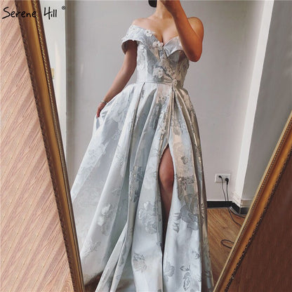 On Sale No Return No Refund Sale Ivory One Shoulder Sexy Evening Dresses Long 2025 Dubai Handmade Flowers Diamonds Formal Dress Serene Hill LA60947 - SERENE HILL