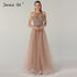 On Sale No Return No Refund Sale Latest Design O-Neck Beading Diamonds Evening Dresses 2025 Off Shoulder Sexy Tulle Evening Gowns Serene Hill LA6533 - SERENE HILL