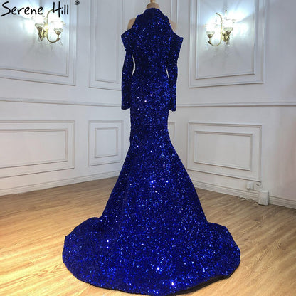 Long Royal Blue Prom Dress Sparkly Glitter Sequin Sexy Top African Girl Mermaid Prom Dresses 2025 New Arrival LA70453 - SERENE HILL