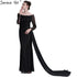 Long Sleeve Black Mermaid Tulle Evening Dresses Beading Sequined Formal Dress Real Photo 2025 Serene Hill LA6009 - SERENE HILL