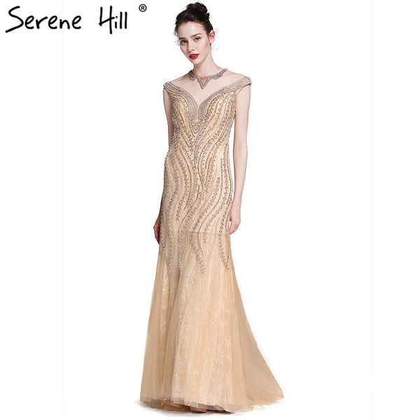 Sale Luxury  Sexy Mermaid Newest Evening Dresses Long Crystal Beading Tulle 2025 Robe De Soiree Serene Hill LA6077