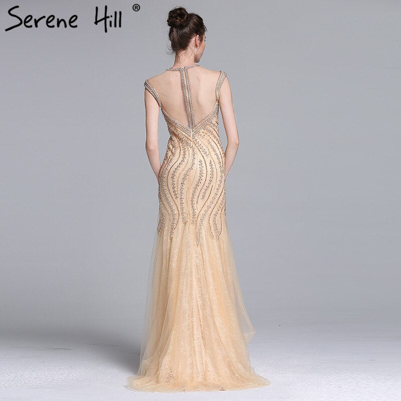 Sale Luxury Sexy Mermaid Newest Evening Dresses Long Crystal Beading Tulle 2025 Robe De Soiree Serene Hill LA6077 - SERENE HILL