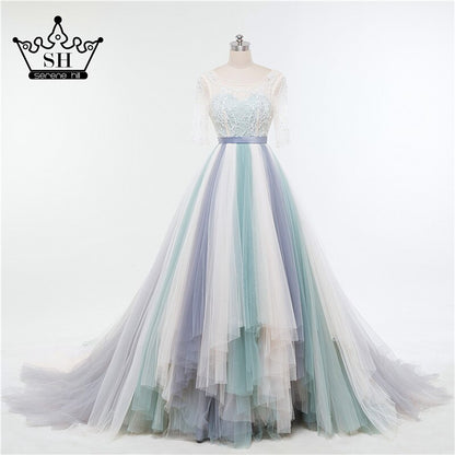 On Sale No Return No Refund Mixed color beading backless wedding dresses sexy women girl bridal dress gown 2025 Real Photo HA2054 - SERENE HILL