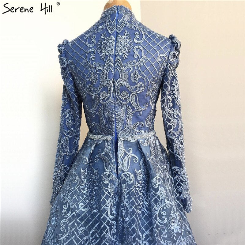 On Sale no return no refundSale Muslim Black Crystal Long Sleeves Evening Dresses 2025 Mermaid Luxury High-end Evening Gowns Plus Size LA70419 - SERENE HILL