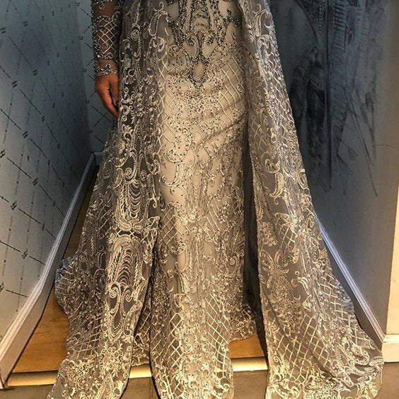On Sale no return no refundSale Muslim Black Crystal Long Sleeves Evening Dresses 2025 Mermaid Luxury High-end Evening Gowns Plus Size LA70419 - SERENE HILL