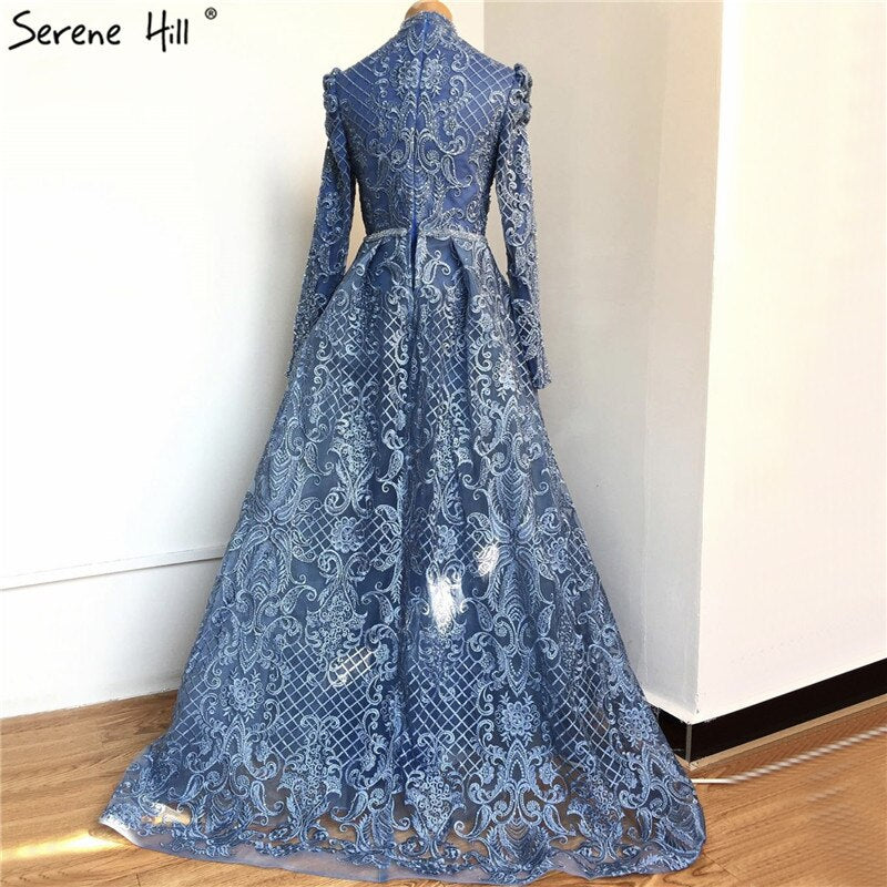 On Sale no return no refundSale Muslim Black Crystal Long Sleeves Evening Dresses 2025 Mermaid Luxury High-end Evening Gowns Plus Size LA70419 - SERENE HILL