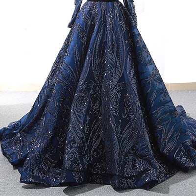 Muslim High Neck Wine Red Sparkle Wedding dress 2025 Long Sleeve Sequined Luxury A-Line Evening Gowns LA70530 - SERENE HILL