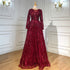 Muslim Navy Blue A-Line Luxury Evening Dresses Gowns 2025 Crystal Long Sleeves For Women Party Serene Hill LA71501 - SERENE HILL