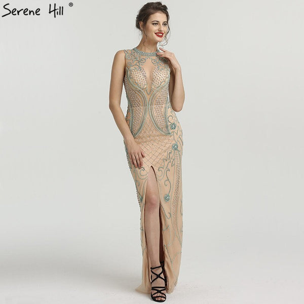 On Sale no return no refundSale New Diamond Beading Luxury Evening Dresses 2025 Sleeveless Illusion Mermaid Fashion Sexy Evening Gowns Serene Hill LA6578