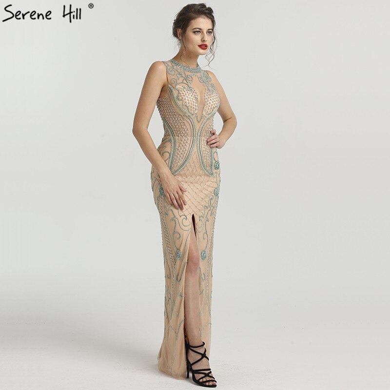 On Sale no return no refundSale New Diamond Beading Luxury Evening Dresses 2025 Sleeveless Illusion Mermaid Fashion Sexy Evening Gowns Serene Hill LA6578 - SERENE HILL