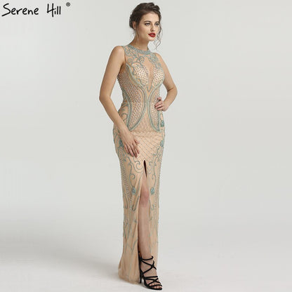 On Sale no return no refundSale New Diamond Beading Luxury Evening Dresses 2025 Sleeveless Illusion Mermaid Fashion Sexy Evening Gowns Serene Hill LA6578 - SERENE HILL