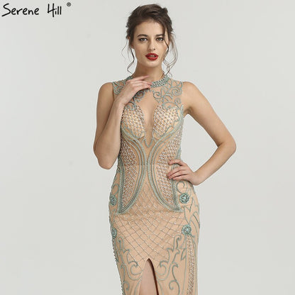 On Sale no return no refundSale New Diamond Beading Luxury Evening Dresses 2025 Sleeveless Illusion Mermaid Fashion Sexy Evening Gowns Serene Hill LA6578 - SERENE HILL