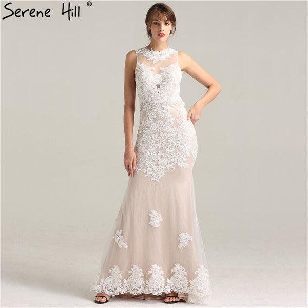 On Sale no return no refundSale New O-Neck Mermaid Elegant Sexy Evening Gowns Fashion Embroidery Pearls Tulle Evening Dress 2025 Real Photo LA6228
