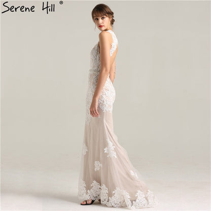 On Sale no return no refundSale New O-Neck Mermaid Elegant Sexy Evening Gowns Fashion Embroidery Pearls Tulle Evening Dress 2025 Real Photo LA6228 - SERENE HILL