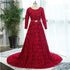 On Sale no return no refundSale New Style Wine Red O-Neck Tulle Evening Dress Long Sleeve Small Flowers Fashion Evening Gowns 2025 Vestido De Festa HA2140 - SERENE HILL