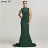 On Sale no return no refundSale Newest Designer Green Glitter Evening Dresses Fashion High Collar Sleeveless Mermaid Evening Gowns 2025 New LA6433 - SERENE HILL