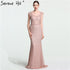 On Sale no return no refundSale Newest Fashion Elegant Mermaid Evening Dresses Pink Manual Beading Pearls Tulle Evening Gown 2025 Real Photo LA6113 - SERENE HILL