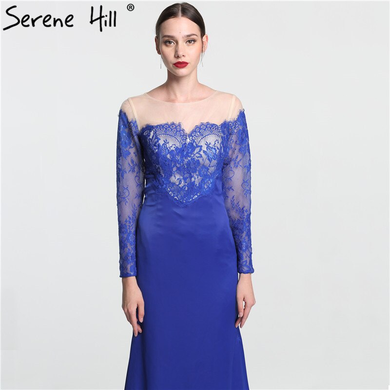 On Sale no return no refundSale Newest Lace Flowers Sexy Mermaid Evening Gown Long Sleeve Simple Fashion Evening Dress Long 2025 Serene Hill LA6146 - SERENE HILL