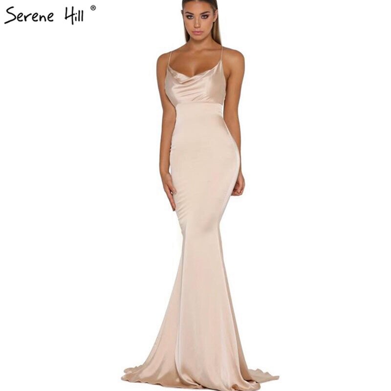 On Sale No Return No Refund Pink And Blue Sleeveless Mermaid Bridesmaid Dresses 2025 Criss-Cross Backless Sexy Simple Bride Gowns Serene Hill LA70393 - SERENE HILL