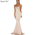 On Sale No Return No Refund Pink And Blue Sleeveless Mermaid Bridesmaid Dresses 2025 Criss-Cross Backless Sexy Simple Bride Gowns Serene Hill LA70393 - SERENE HILL