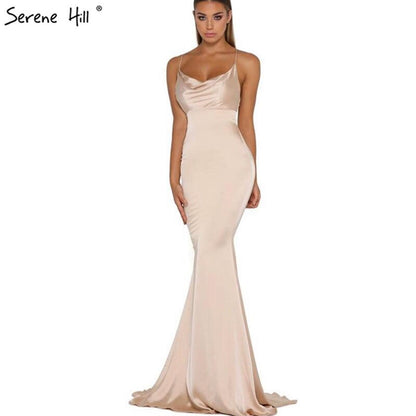 On Sale No Return No Refund Pink And Blue Sleeveless Mermaid Bridesmaid Dresses 2025 Criss-Cross Backless Sexy Simple Bride Gowns Serene Hill LA70393 - SERENE HILL