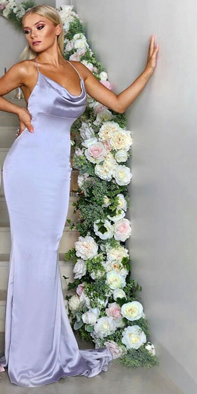 On Sale No Return No Refund Pink And Blue Sleeveless Mermaid Bridesmaid Dresses 2025 Criss-Cross Backless Sexy Simple Bride Gowns Serene Hill LA70393 - SERENE HILL