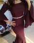 Sale Pink Off Shoulder Mermaid Sexy Evening Dressese Long Trumpet Sleeves Simple Evening Gowns 2025 Serene Hill LA70191 - SERENE HILL
