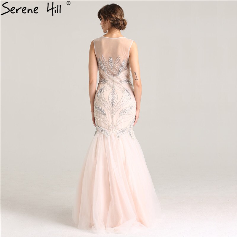 On Sale No Return No Refund Sale Pink Sexy Elegant Sleeveless Evening Dresses Long Mermaid Pearls Crystal Fashion Evening Gowns 2025 Real Photo LA6224 - SERENE HILL
