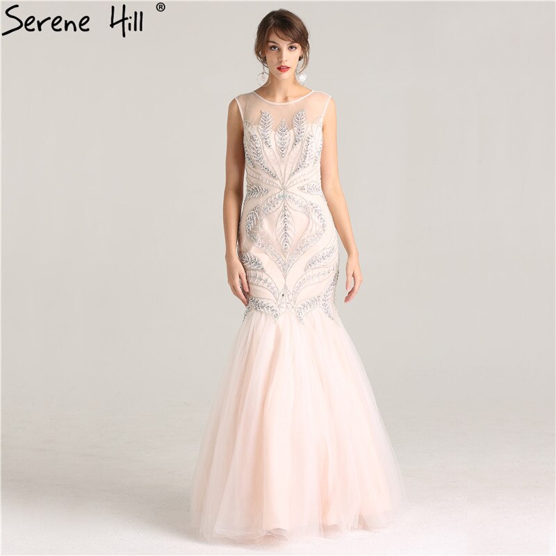 On Sale No Return No Refund Sale Pink Sexy Elegant Sleeveless Evening Dresses Long Mermaid Pearls Crystal Fashion Evening Gowns 2025 Real Photo LA6224 - SERENE HILL