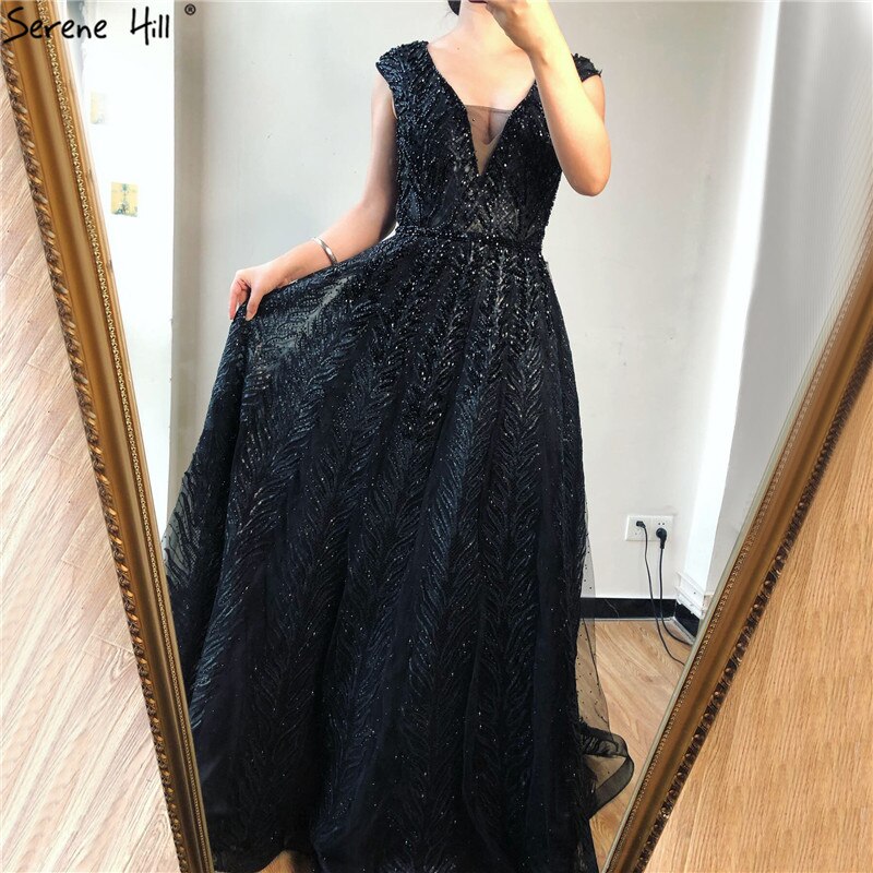 Pink V-Neck Evening Dresses Long 2025 Lace Beading Crystal Sleeveless A-Line Evening Gowns Serene Hill LA70225 - SERENE HILL