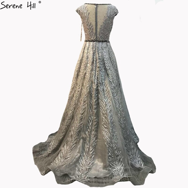 Pink V-Neck Evening Dresses Long 2025 Lace Beading Crystal Sleeveless A-Line Evening Gowns Serene Hill LA70225 - SERENE HILL