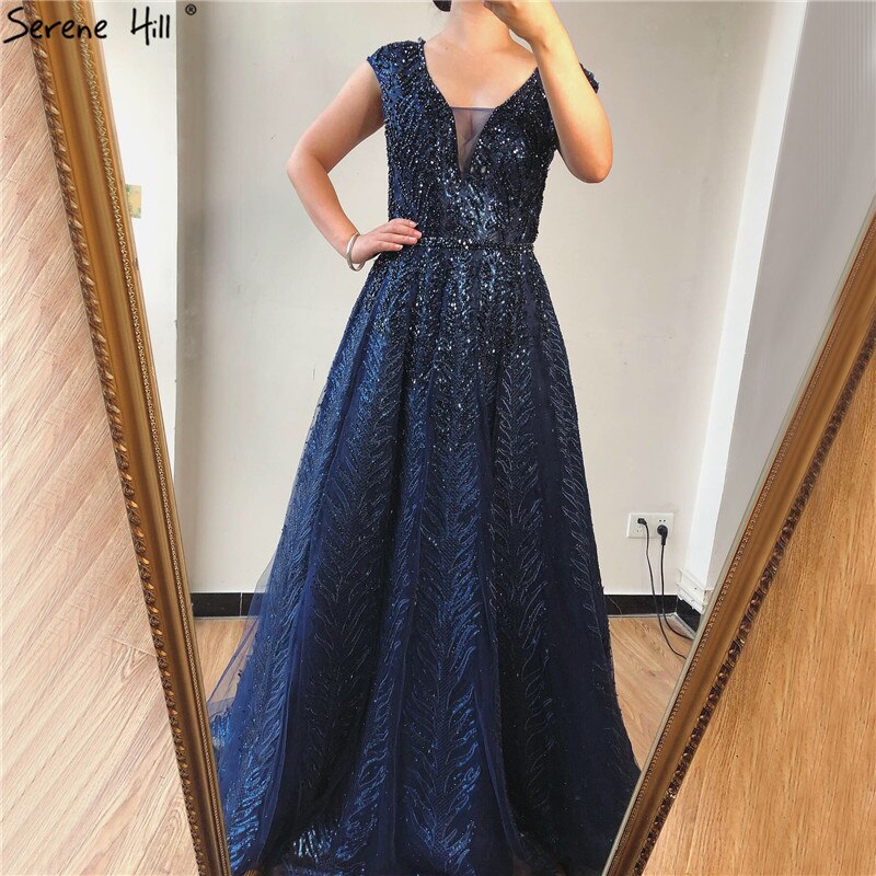 Pink V-Neck Evening Dresses Long 2025 Lace Beading Crystal Sleeveless A-Line Evening Gowns Serene Hill LA70225 - SERENE HILL