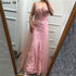 On Sale No Return No Refund Pink V-Neck Sexy Mermaid Dubai Evening Dresses 2025 Sleeveless Handmade Flowers Pearls Evening Gowns LA60737 - SERENE HILL