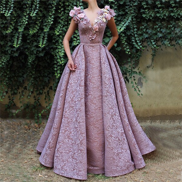 On Sale no return no refundSale Purple V-Neck Handmade Flowers Lace Evening Dresses 2025 Sleeveless Mermaid Sexy Evening Gowns Serene Hill LA60764 - SERENE HILL