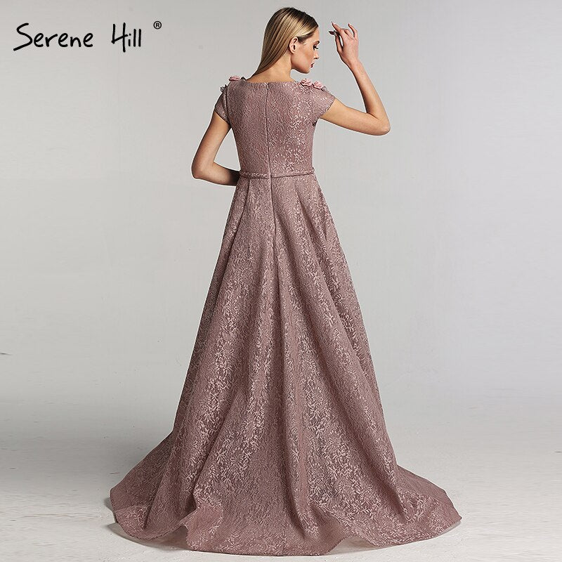On Sale no return no refundSale Purple V-Neck Handmade Flowers Lace Evening Dresses 2025 Sleeveless Mermaid Sexy Evening Gowns Serene Hill LA60764 - SERENE HILL