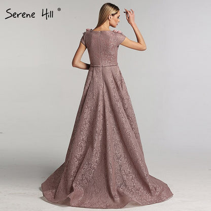 On Sale no return no refundSale Purple V-Neck Handmade Flowers Lace Evening Dresses 2025 Sleeveless Mermaid Sexy Evening Gowns Serene Hill LA60764 - SERENE HILL