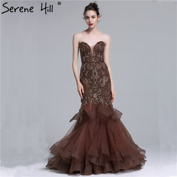 On Sale no return no refundSale Real Photo Long Elegant Evening Dress 2025 Sexy Beading Mermaid Evening Party Dress New Style LA6102