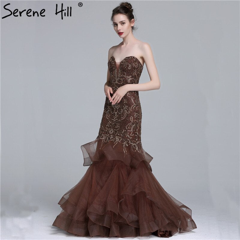 On Sale no return no refundSale Real Photo Long Elegant Evening Dress 2025 Sexy Beading Mermaid Evening Party Dress New Style LA6102 - SERENE HILL
