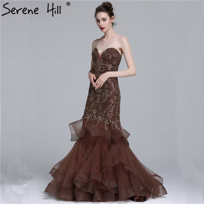 On Sale no return no refundSale Real Photo Long Elegant Evening Dress 2025 Sexy Beading Mermaid Evening Party Dress New Style LA6102 - SERENE HILL