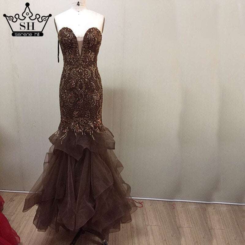 On Sale no return no refundSale Real Photo Long Elegant Evening Dress 2025 Sexy Beading Mermaid Evening Party Dress New Style LA6102 - SERENE HILL