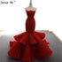 Red Newest Off Shoulder Sexy Wedding Dresses 2025 Appliques Ruffles Fashion Sexy Mermiad Bridal Gown Real Photo HM66614 - SERENE HILL