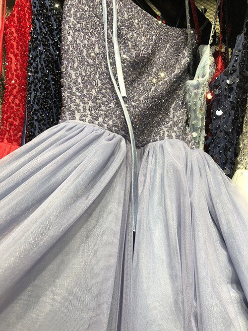 On Sale no return no refundSale Red Sexy A-Line Evening Dresses Latest Design Sleeveless Sequined Beading Formal Dress Real Photo LA70004 - SERENE HILL