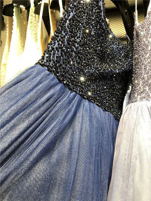 On Sale no return no refundSale Red Sexy A-Line Evening Dresses Latest Design Sleeveless Sequined Beading Formal Dress Real Photo LA70004 - SERENE HILL