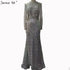 On Sale no return no refundSale Rose Gold Mermaid Long Sleeve Evening Dresses 2025 Sequined Beading Tassel Luxury Formal Dress Serene Hill LA70037 - SERENE HILL